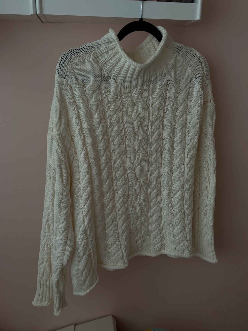 J. Crew roll neck Cream Cable Knit sweater